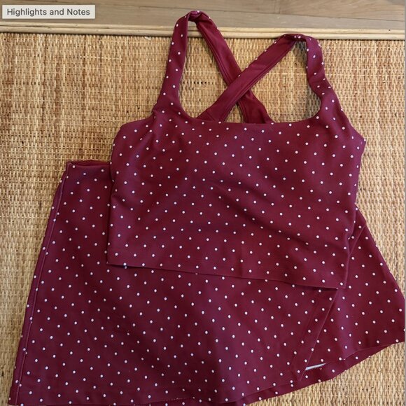 Abercrombie YPB sculptLUX Burgundy Polka Dot Tank Top & Skort Set Size M - Picture 2 of 8